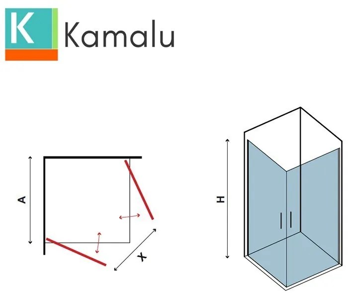 Kamalu - Box doccia ad angolo 80x80 con due ante battenti finitura cromo | KS2800
