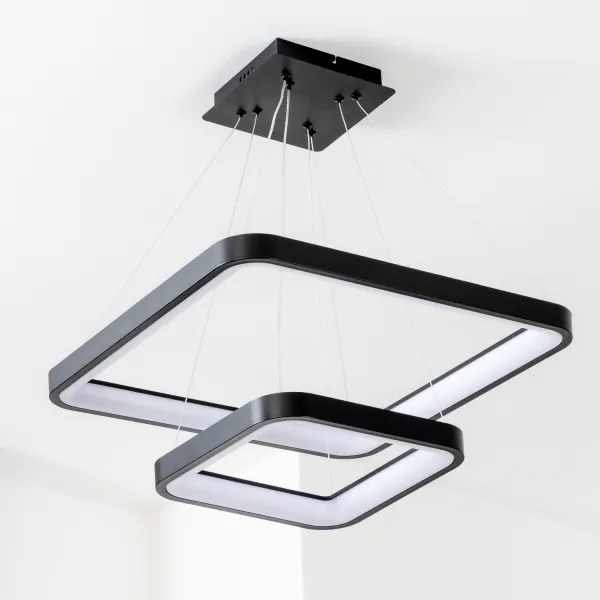 Brilagi - Lampada a sospensione LED dimmerabile con cavo FALCON SLIM LED/78W/230V 50x50 cm nero + telecomando