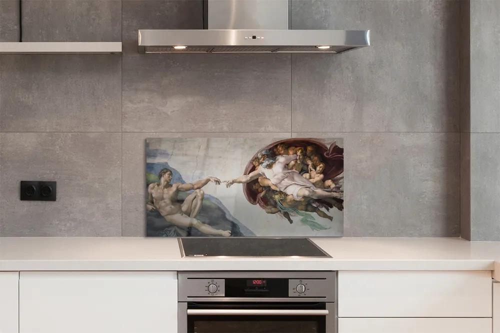 Pannello paraschizzi cucina La creazione di Adamo - Michelangelo 100x50 cm