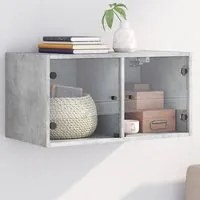 Mobile a Muro con Ante in Vetro Grigio Cemento 68,5x37x35 cm 836503