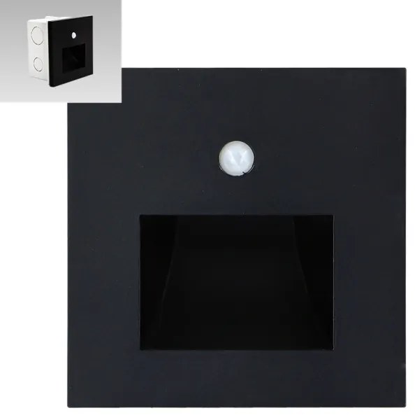 Emithor 70418 - Lampada LED per scale SUNNY LED/1W/230V nera con sensore