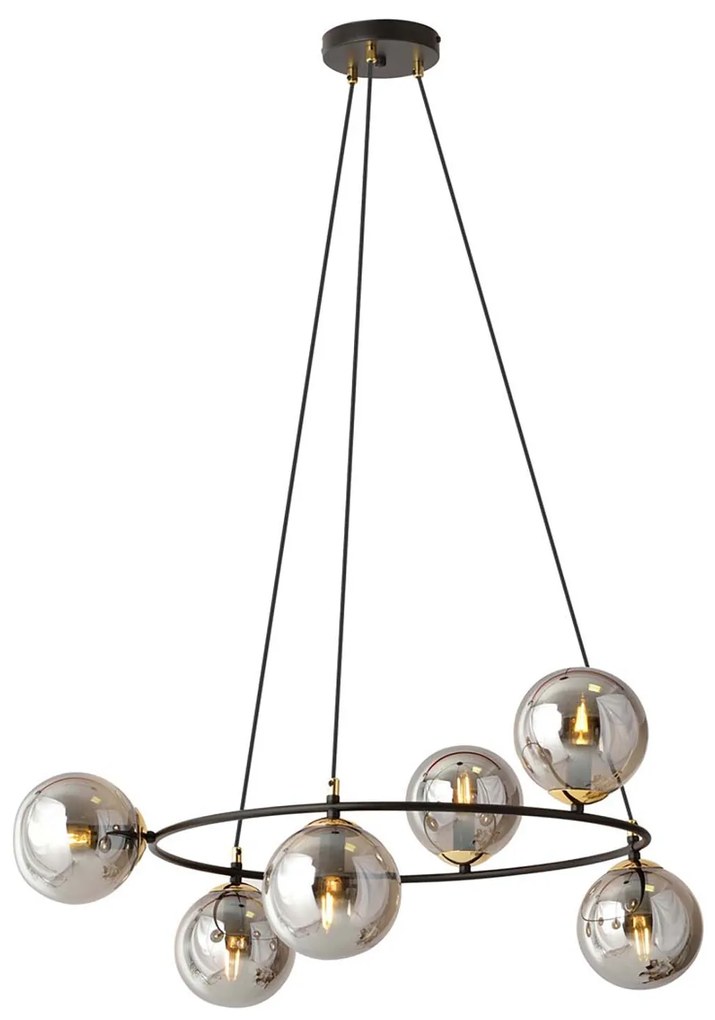 Lampadario Minimal Tiamat Acciaio Nero Oro Grigio 6 Luci E14 Ip20