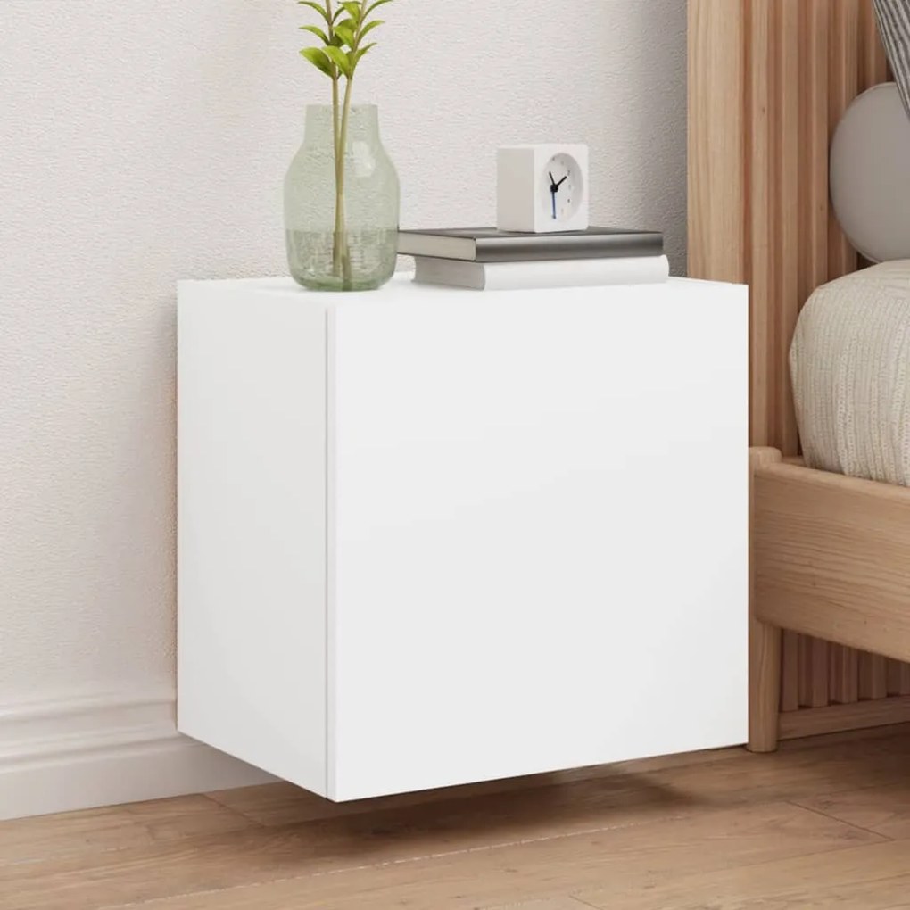 Mobili Tv A Parete 2pz Bianchi 40,5x30x40 Cm Legno Multistrato /