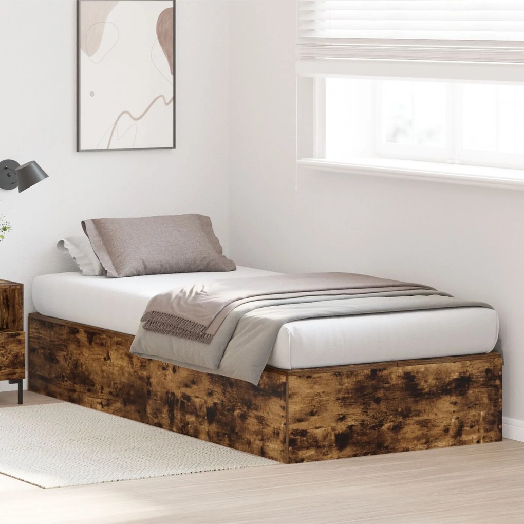 Struttura letto rovere affumicato legno massello singolo standard