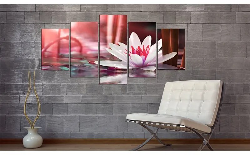 Quadro  Amaranthine Lotus  Colore Blu, Dimensioni e Misure 100x50