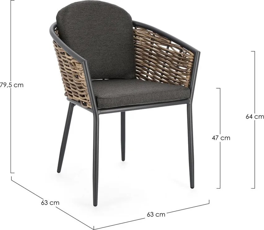 Sedia da esterno grigia in metallo Maribela – Bizzotto