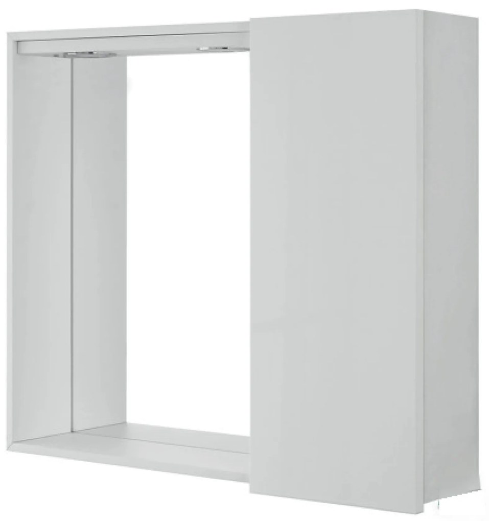 Specchio Contenitore 70x60 Cm Un'Anta Con Illuminazione Led Feridras "Stella" Bianco Lucido