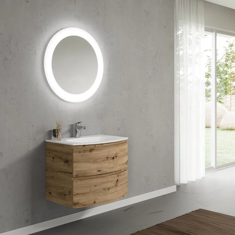 Base porta lavabo Armonia 70 cm rovere oro, 2 cassetti