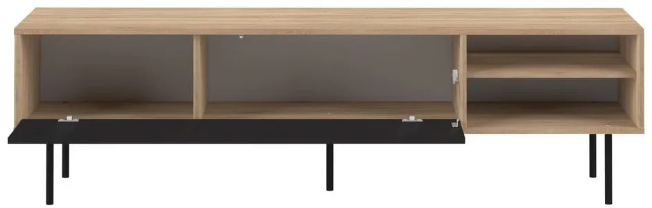 Tavolo TV in rovere decorato in nero-naturale 165x40 cm Ampère - TemaHome