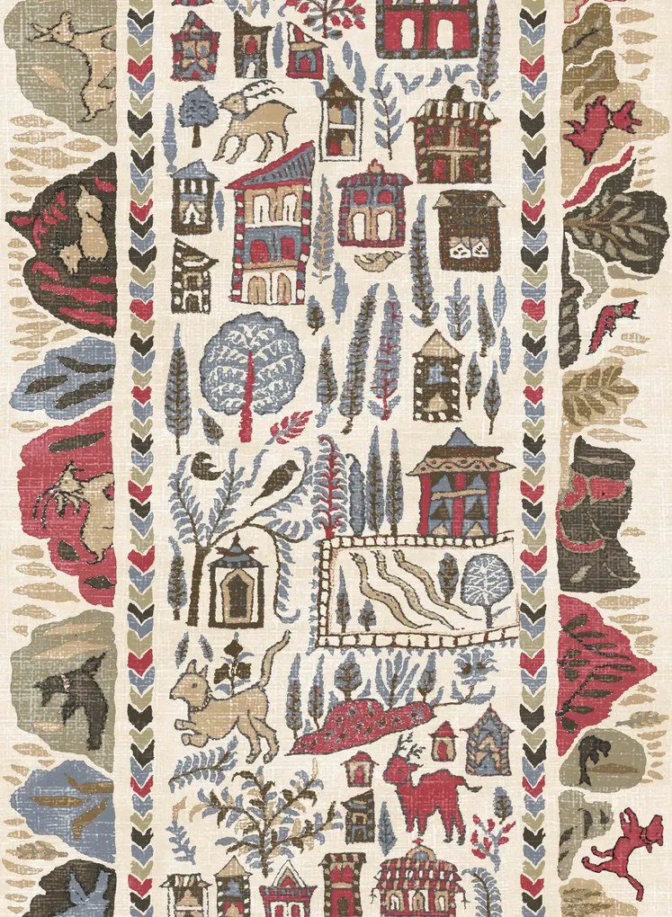 Lewis & Wood Carta da parati Ravi Ribbon - Peat Pomegranate