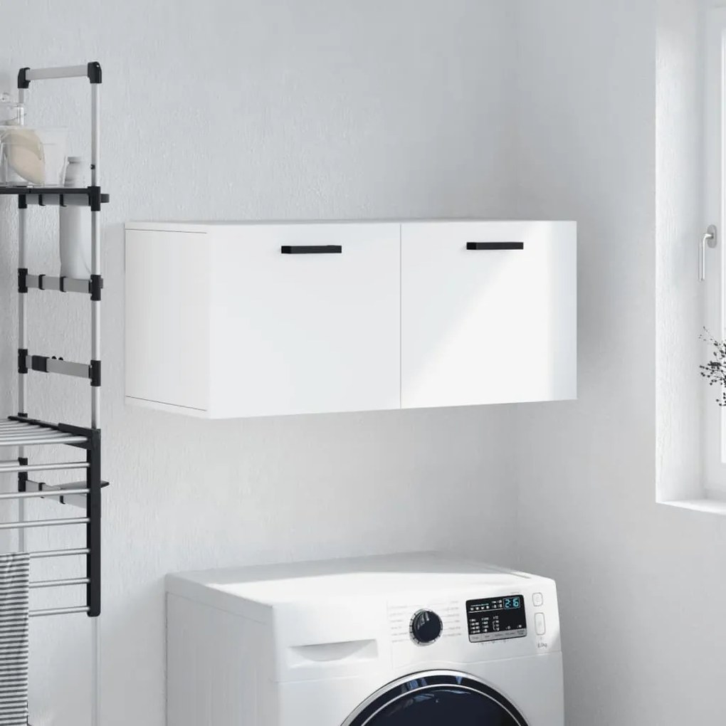 Mobile A Parete Bianco 80x36,5x35 Cm İn Legno Multistrato /