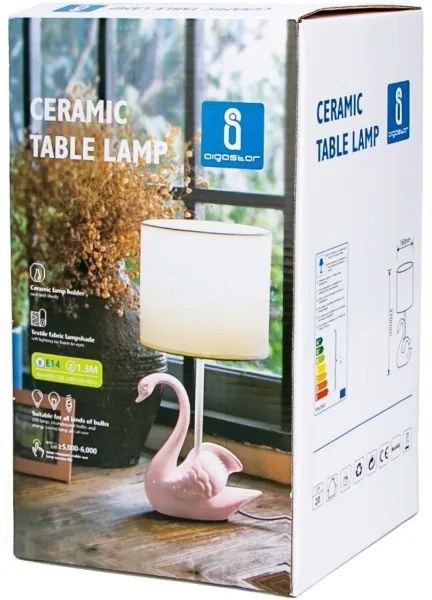 Aigostar - Lampada per bambini 1xE14/40W/230V swan rosa