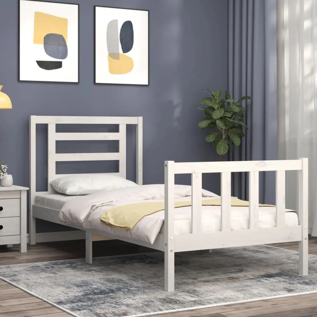 Giroletto con testiera bianco small single legno massello