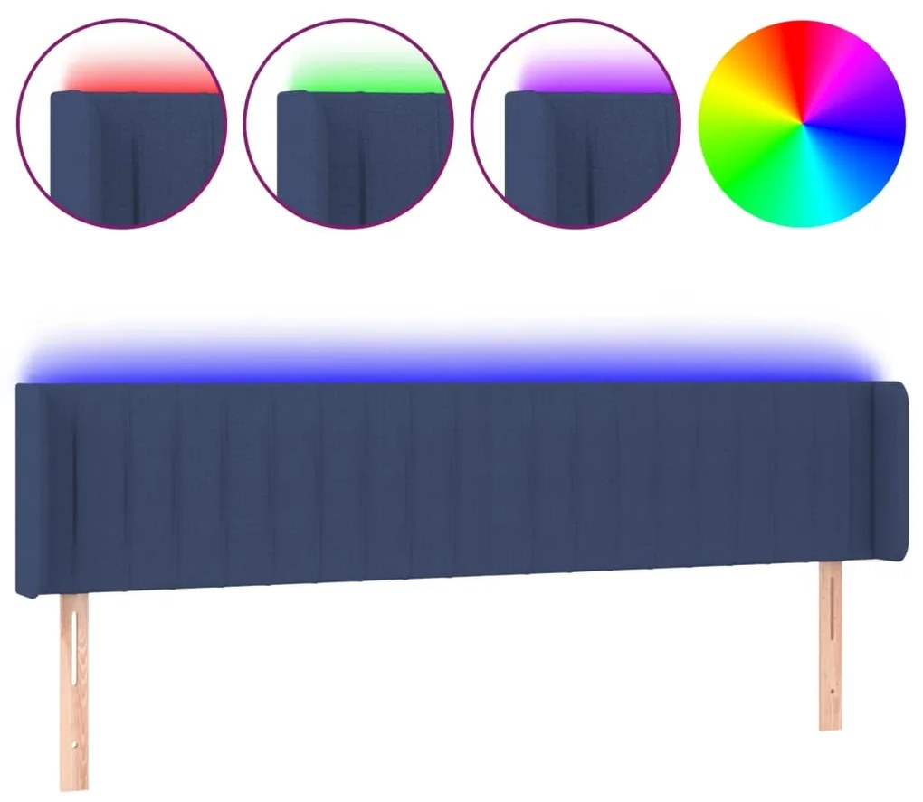 Testiera a led blu 183x16x78/88 cm in tessuto