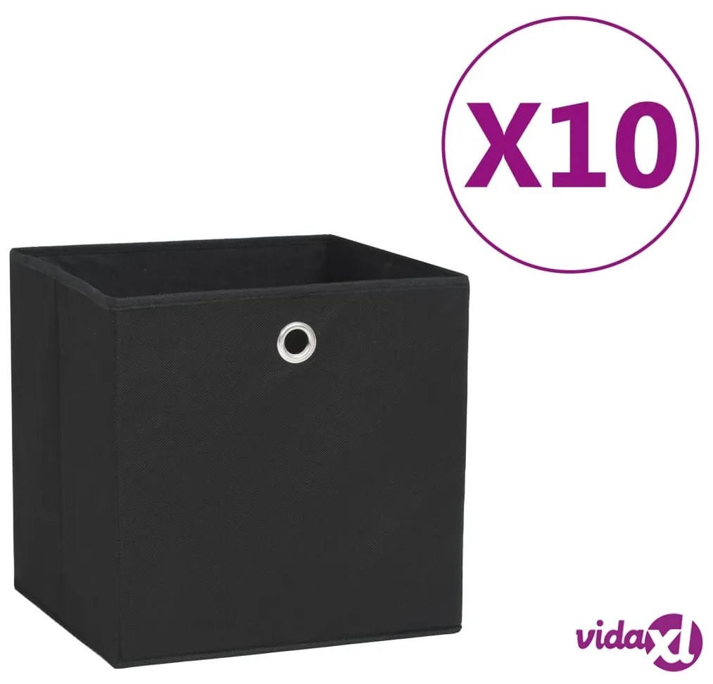 vidaXL Contenitori 10 pz in Tessuto non Tessuto 28x28x28 cm Nero