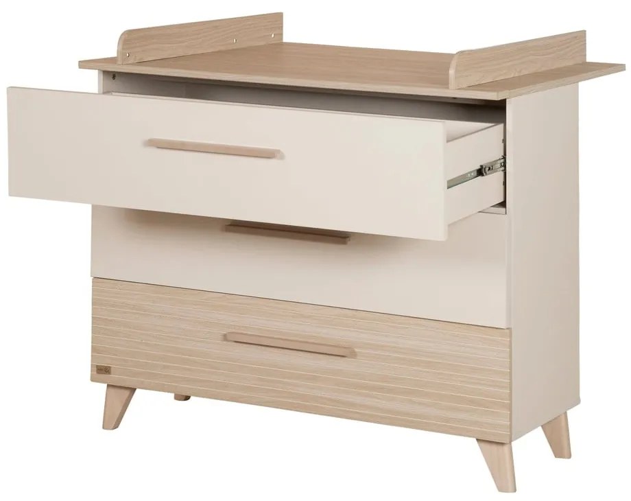 Cassettiera per bambini color crema/di colore naturale con effetto rovere con fasciatoio 110x98x75 cm Sidney – Roba