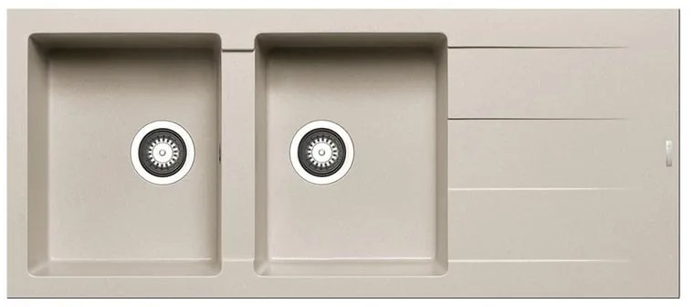 Lavello integrato 2 vasche in granito beige PYRAMIS Athlos L 50 x L 116 cm