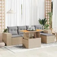 Set Divano da Giardino 6 pz con Cuscini Beige in Polyrattan 3327363