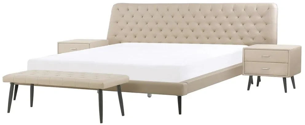 Letto contenitore matrimoniale Ester, finitura Bianco altea e Orzo