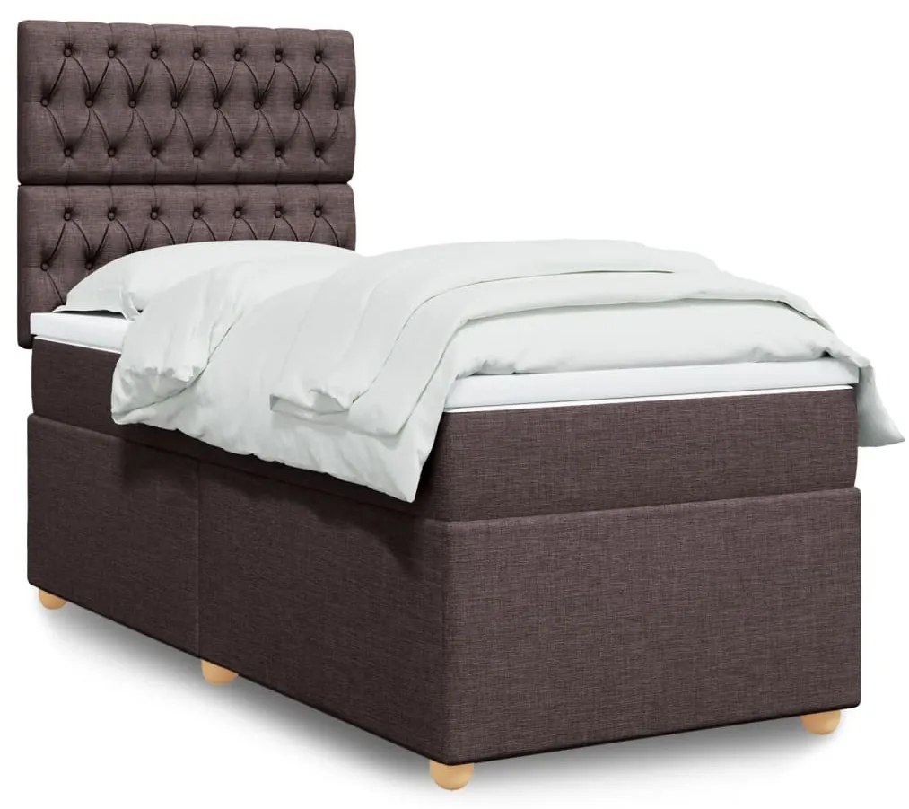 Giroletto A Molle Con Materasso Marrone Scuro 90x190cm Tessuto /