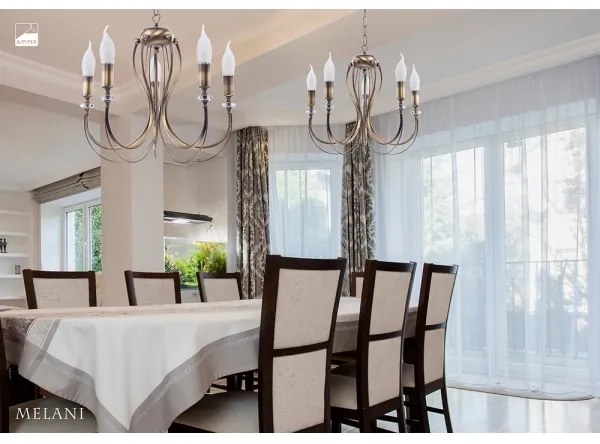 Jupiter 1634 - Lampadario su filo MELANI 5xE14/40W/230V patina ottone