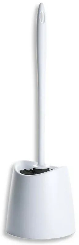 Porta scopino moderno bianco in plastica per wc con scopino ergonomico