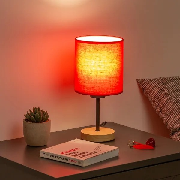 Brilagi - Lampada da tavolo NUBILA WOOD 1xE27/25W/230V quercia/rosso