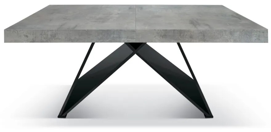 Tavolo VULCANO in legno, finitura grigio cemento con base in legno mdf antracite, allungabile 180×90 cm – 260×90 cm