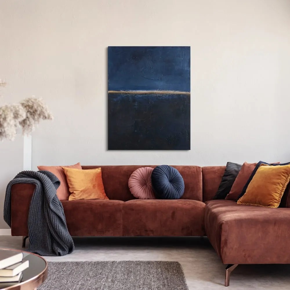 Quadro dipinto a mano 78x98 cm Edge Blue - Malerifabrikken