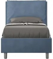 Letto imbottito Singolo 80x200 cm Antea - Con rete,Microfibra,Blu