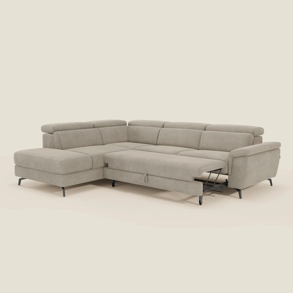 Estro Divano angolare estraibile - poggiatesta reclinabili in tessuto impermeabile T14 beige