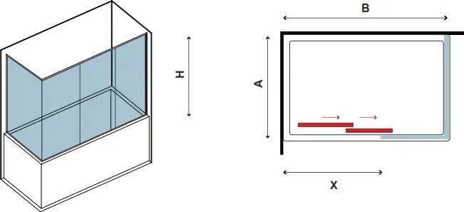 Box per vasca 160x80cm P2000S - KAMALU