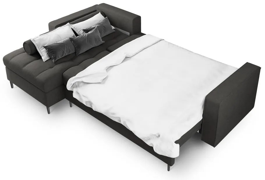 Divano letto angolare grigio scuro, angolo sinistro Santo - Milo Casa