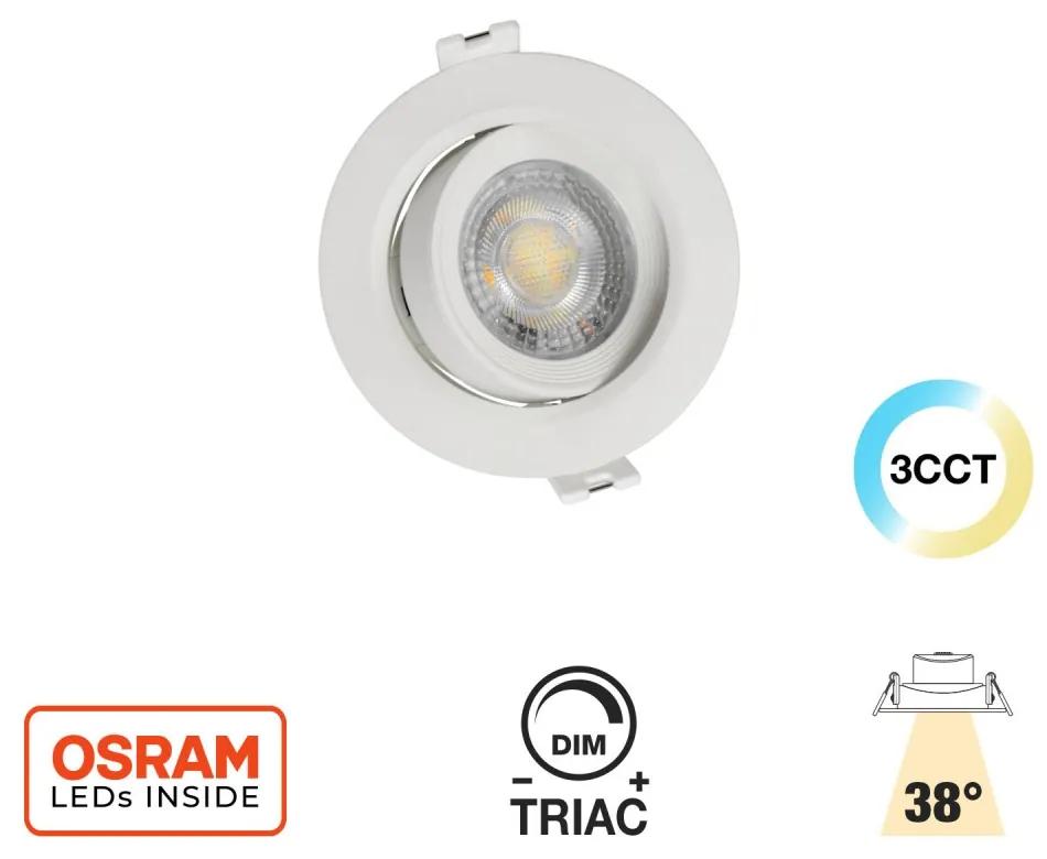 Faro Incasso Tondo 7W CCT Ø70mm 38° Orientabile Dimmerabile OSRAM LED Colore Bianco Variabile CCT