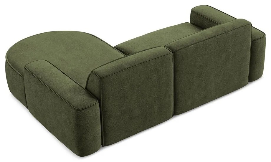 Divano angolare verde (con penisola a destra/con chaise lounge) con rivestimento in ciniglia Omao – Makamii