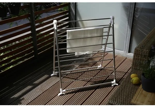 WENKO 3772020100 - Stendibiancheria PROFI 65x150 cm acciaio inox/argento/bianco