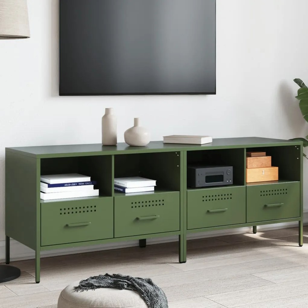 Mobili Tv 2pz Verde Oliva 68x39x50,5 Cm İn Acciaio /
