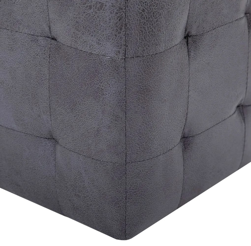 Pouf 2 pz Grigio 30x30x30 cm in Similpelle Scamosciata