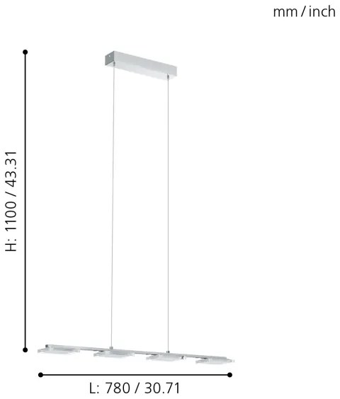 Eglo 94244 - Lampada LED a sospensione CARTAMA 4xLED/4,5W/230V