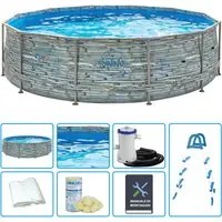 Piscina Fuori Terra Swing Metal Frame Stone Design 3,66 X H 0,91 M - Kit Easy