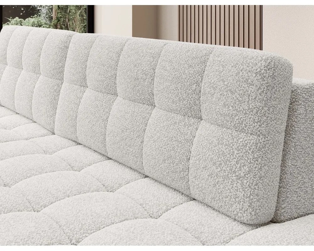 Divano angolare color crema allungabile (con penisola a sinistra/con chaise lounge) con rivestimento in bouclé Blezalt – ELTAP