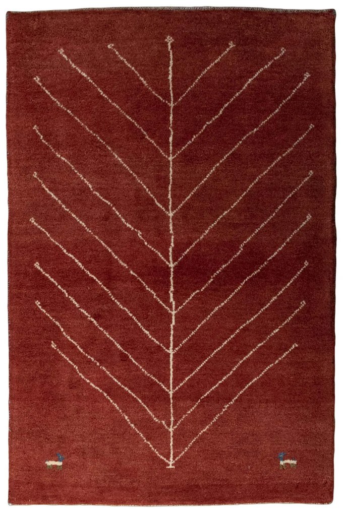 Gabbeh Tappeto 130x90 Rosso (Iran) Annodato A Mano