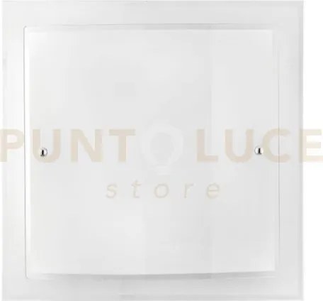 Plafoniera dritta e curva bianca 2 luci attacco e27 40x11,3x40cm