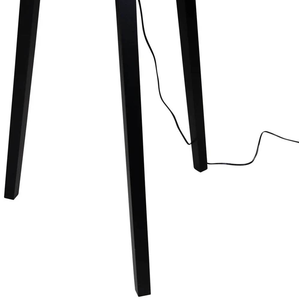 Lampada da Terra Nera con Paralume in Velluto Taupe 50cm - Puros