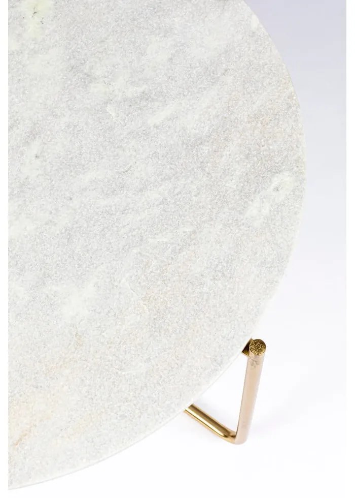 Tavolino da salotto rotondo bianco/dorato con piano in marmo ø 70 cm Timpa – White Label