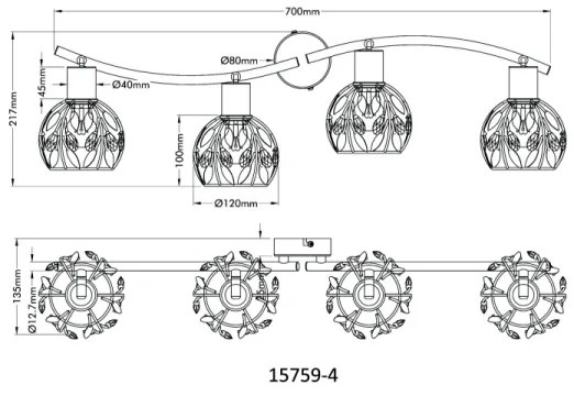 Globo 15759-4 - Faretto MIKA 4xE14/25W/230V