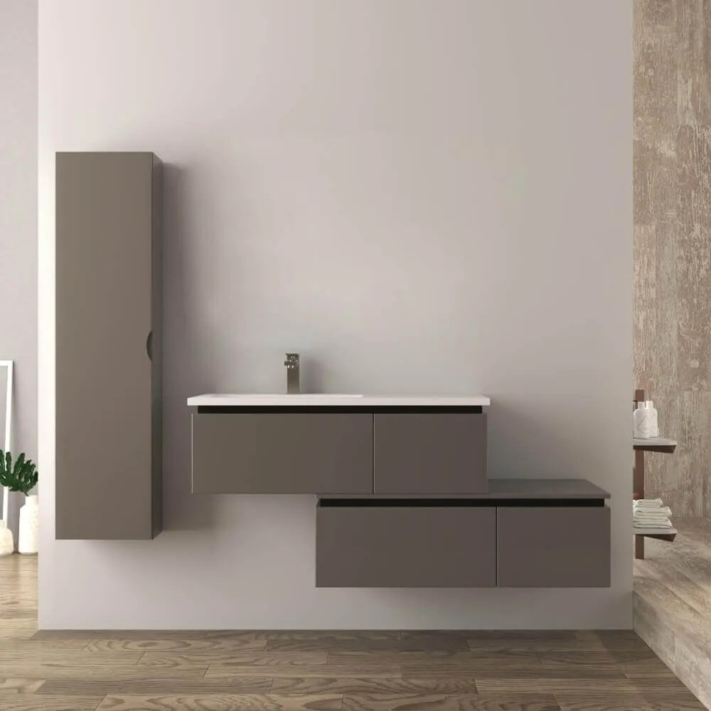 Mobile bagno 140 cm sospeso grigio talpa Slide