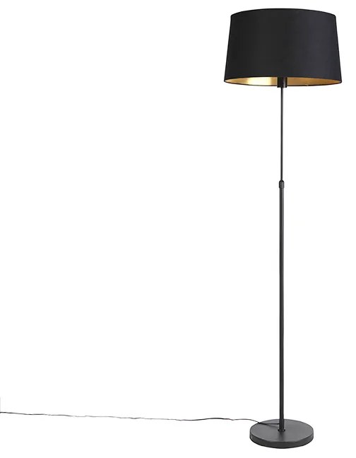 Lampada da terra nera con paralume nero 45 cm regolabile - Parte