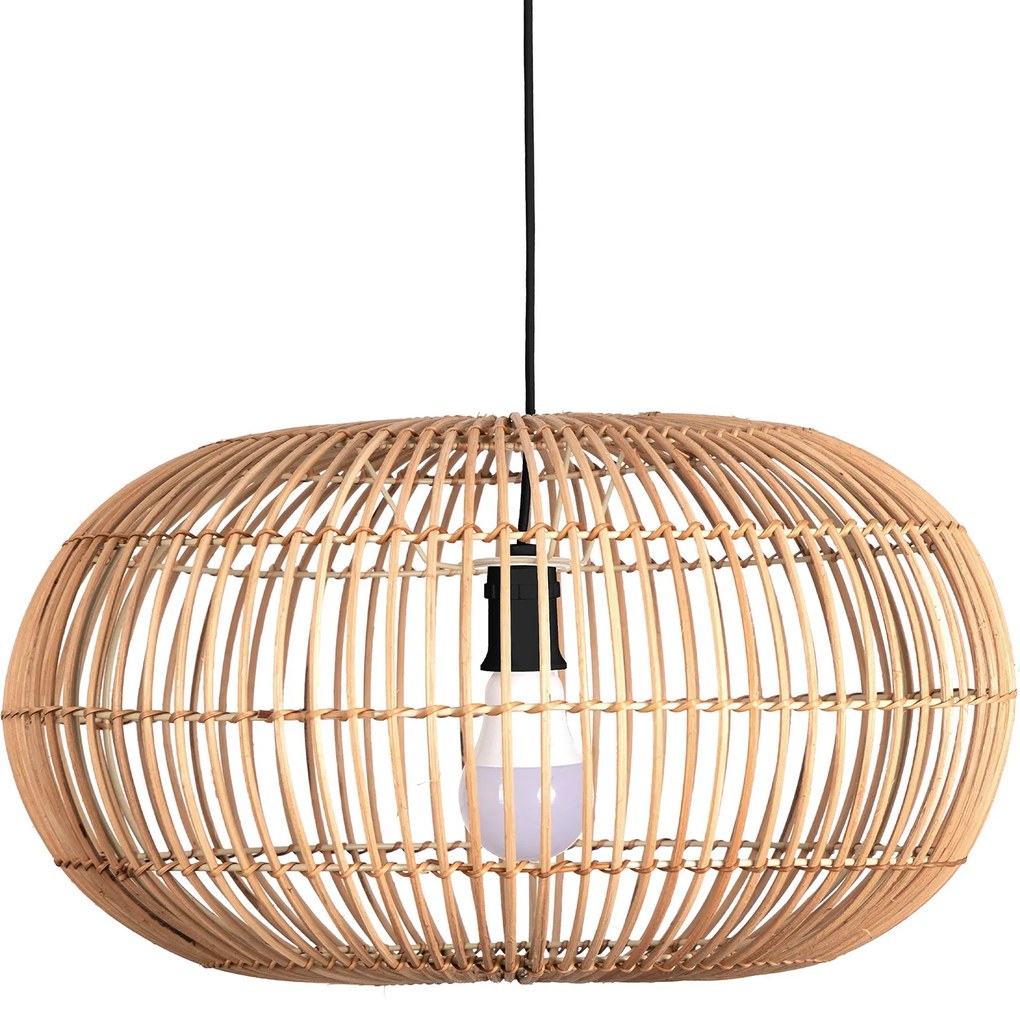 Sospensione Nordica Bali Acciaio Marrone Legno 1 Luce E27 D48Cm