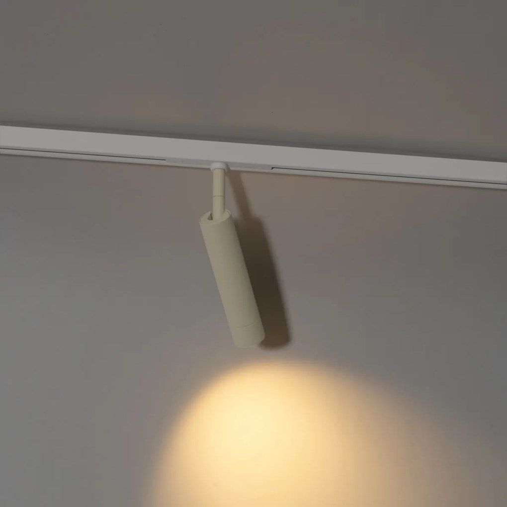 Faretto moderno beige e bianco per sistema binario monofase - Slimline Uzzy